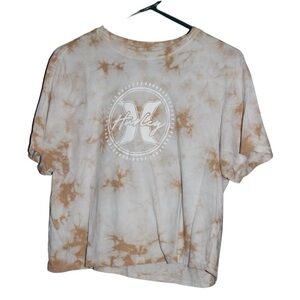 ✨3 for $15✨ Tan tie-dye Hurley cropped tee size large